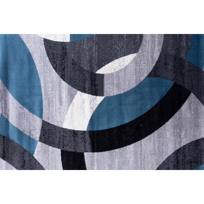 BLNK Harken Collection Geometric Olefin Area Rug with Jute Backing - Blue/Gray, 5'W x 7'L