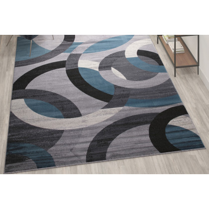 BLNK - Harken Collection Geometric Olefin Area Rug with Jute Backing