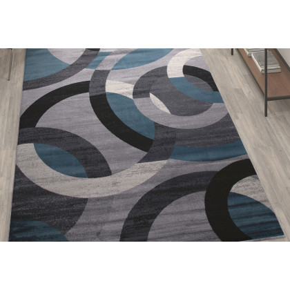 BLNK - Harken Collection Geometric Olefin Area Rug with Jute Backing