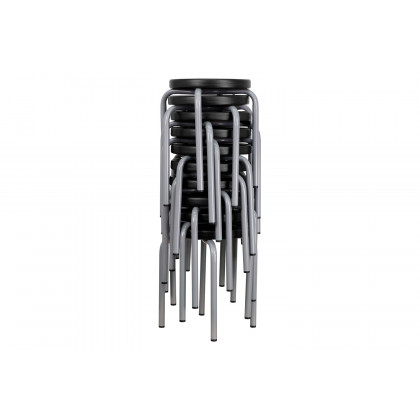 BLNK Remington Stackable Stool with Silver Powder Coated Frame - Black