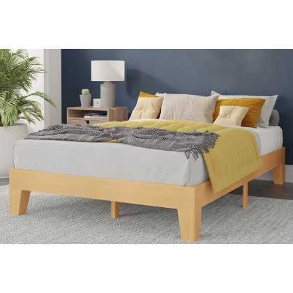BLNK - Evelyn Wood Platform Bed with Wooden Support Slats