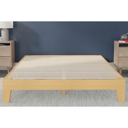 BLNK Evelyn Wood Platform Bed with Wooden Support Slats - Natural Pine, Full Size