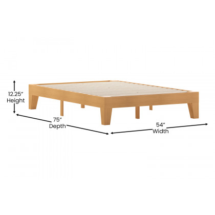 BLNK Evelyn Wood Platform Bed with Wooden Support Slats - Natural Pine, Full Size