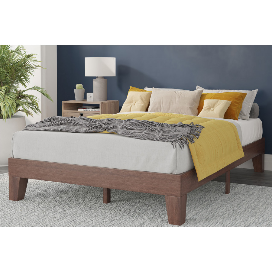 BLNK - Evelyn Wood Platform Bed with Wooden Support Slats