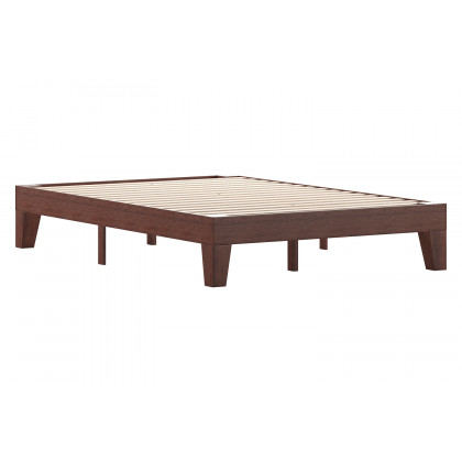 BLNK Evelyn Wood Platform Bed with Wooden Support Slats - Walnut, Full Size
