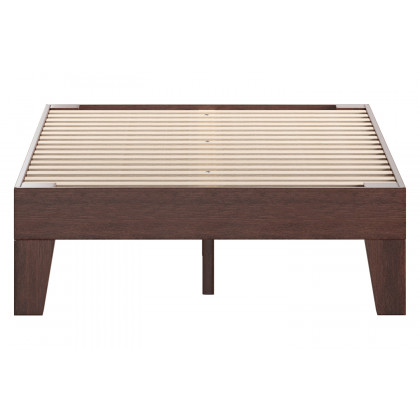 BLNK Evelyn Wood Platform Bed with Wooden Support Slats - Walnut, Full Size