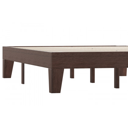BLNK Evelyn Wood Platform Bed with Wooden Support Slats - Walnut, Full Size