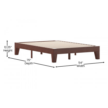 BLNK Evelyn Wood Platform Bed with Wooden Support Slats - Walnut, Full Size