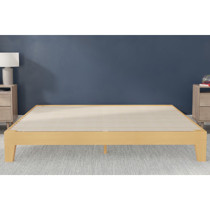BLNK Evelyn Wood Platform Bed with Wooden Support Slats - Natural Pine, King Size