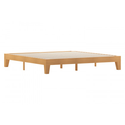 BLNK Evelyn Wood Platform Bed with Wooden Support Slats - Natural Pine, King Size