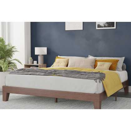 BLNK - Evelyn Wood Platform Bed with Wooden Support Slats
