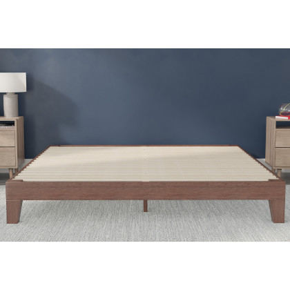 BLNK Evelyn Wood Platform Bed with Wooden Support Slats - Walnut, King Size