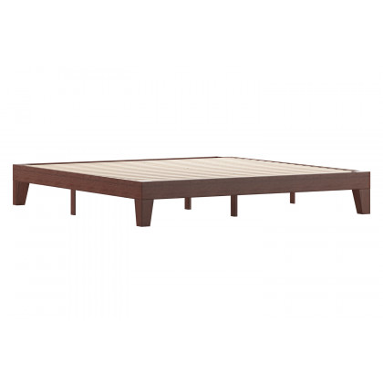 BLNK Evelyn Wood Platform Bed with Wooden Support Slats - Walnut, King Size