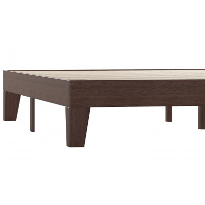 BLNK Evelyn Wood Platform Bed with Wooden Support Slats - Walnut, King Size