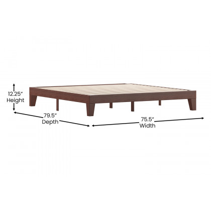 BLNK Evelyn Wood Platform Bed with Wooden Support Slats - Walnut, King Size