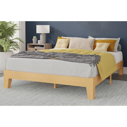 BLNK - Evelyn Wood Platform Bed with Wooden Support Slats
