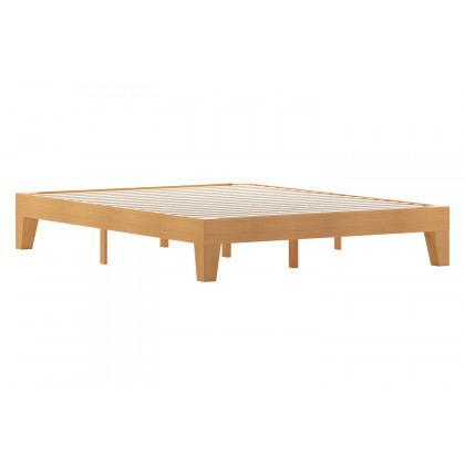 BLNK Evelyn Wood Platform Bed with Wooden Support Slats - Natural Pine, Queen Size