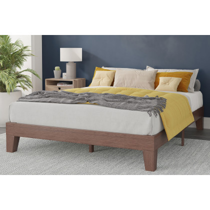 BLNK - Evelyn Wood Platform Bed with Wooden Support Slats
