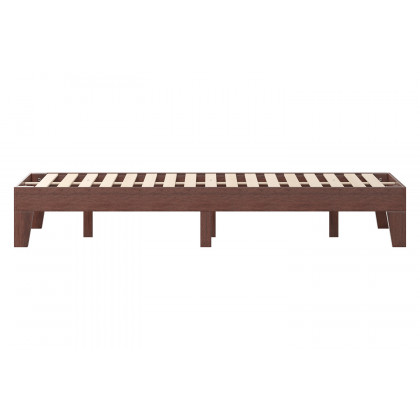 BLNK Evelyn Wood Platform Bed with Wooden Support Slats - Walnut, Queen Size