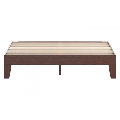 BLNK Evelyn Wood Platform Bed with Wooden Support Slats - Walnut, Queen Size