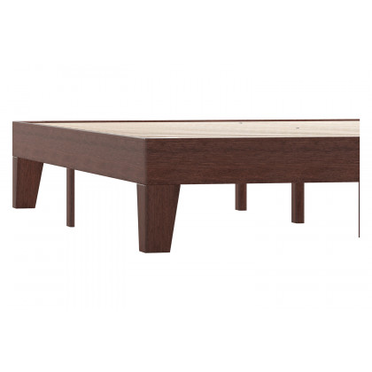BLNK Evelyn Wood Platform Bed with Wooden Support Slats - Walnut, Queen Size