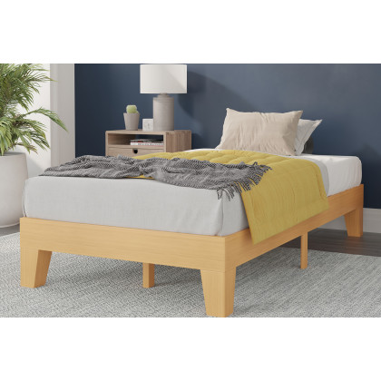 BLNK - Evelyn Wood Platform Bed with Wooden Support Slats