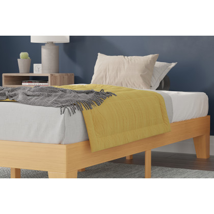 BLNK Evelyn Wood Platform Bed with Wooden Support Slats - Natural Pine, Twin Size