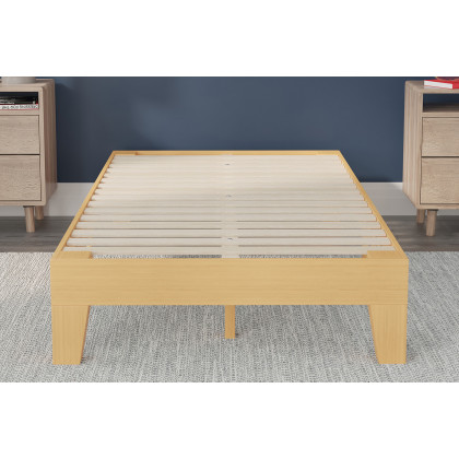 BLNK Evelyn Wood Platform Bed with Wooden Support Slats - Natural Pine, Twin Size