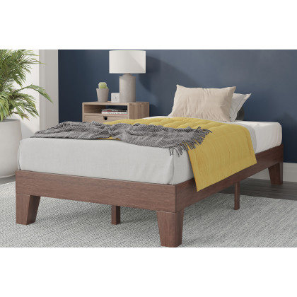 BLNK - Evelyn Wood Platform Bed with Wooden Support Slats