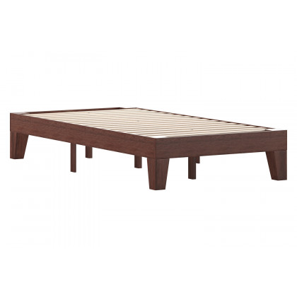 BLNK Evelyn Wood Platform Bed with Wooden Support Slats - Walnut, Twin Size