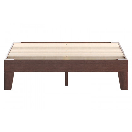 BLNK Evelyn Wood Platform Bed with Wooden Support Slats - Walnut, Twin Size