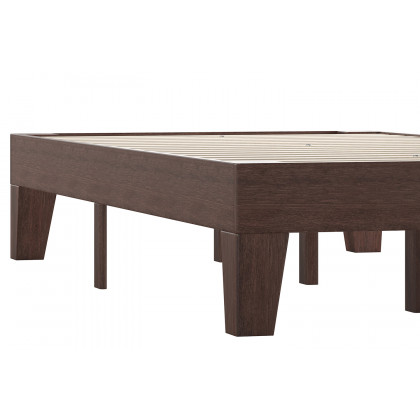 BLNK Evelyn Wood Platform Bed with Wooden Support Slats - Walnut, Twin Size