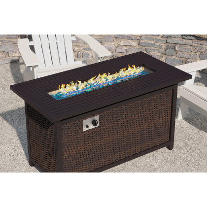 BLNK Olympia Outdoor 50000 BTU Propane Gas Firepit Table with Stainless Steel Tabletop - 45"W