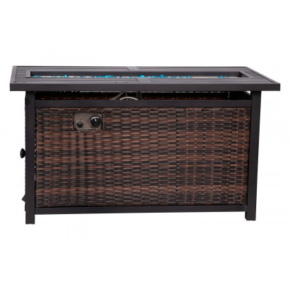 BLNK Olympia Outdoor 50000 BTU Propane Gas Firepit Table with Stainless Steel Tabletop - 45"W