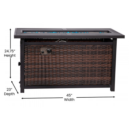 BLNK Olympia Outdoor 50000 BTU Propane Gas Firepit Table with Stainless Steel Tabletop - 45"W