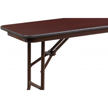 BLNK Frankie Mahogany Melamine Laminate Folding Training Table - 6'L