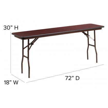 BLNK Frankie Mahogany Melamine Laminate Folding Training Table - 6'L