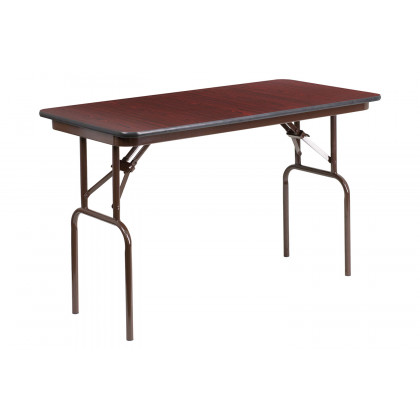 BLNK Frankie Mahogany Melamine Laminate Folding Banquet Table - 2'W x 4'L