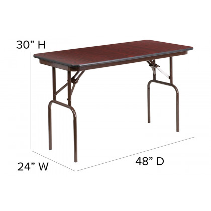 BLNK Frankie Mahogany Melamine Laminate Folding Banquet Table - 2'W x 4'L