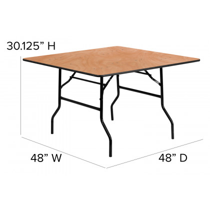 BLNK Gerry Square Wood Folding Banquet Table - 4'W
