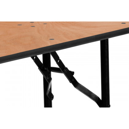 BLNK Furman Round Wood Half-Round Folding Banquet Table - 4'D
