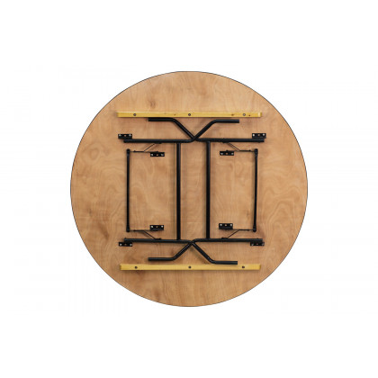 BLNK Furman Round Wood Folding Banquet Table with Clear Coated Finished Top - 5'D