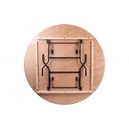 BLNK Furman Round Wood Folding Banquet Table with Clear Coated Finished Top - 5.5'D
