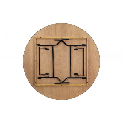 BLNK Furman Round Wood Folding Banquet Table with Clear Coated Finished Top - 6'D