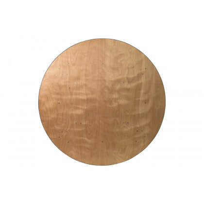 BLNK Furman Round Wood Folding Banquet Table with Clear Coated Finished Top - 6'D