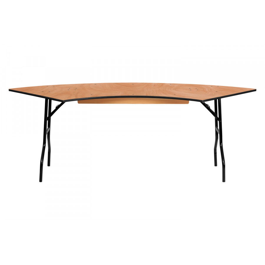 BLNK Ginny Serpentine Wood Folding Banquet Table - 2.5'W x 7.25'L