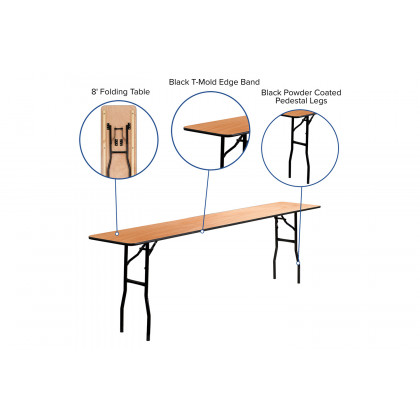 BLNK Gael Rectangular Wood Folding Training - 8'L