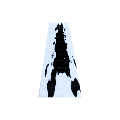 BLNK Barstow Collection Faux Cowhide Print Area Rug with Polyester Backing - Black, 2'W x 7'L
