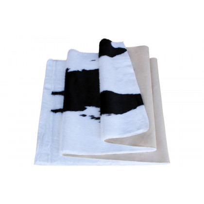 BLNK Barstow Collection Faux Cowhide Print Area Rug with Polyester Backing - Black, 2'W x 7'L