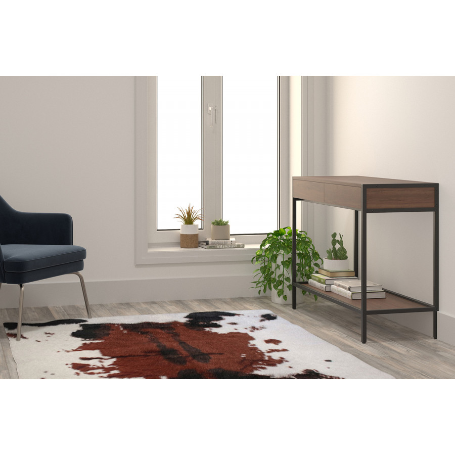 BLNK Barstow Collection Faux Cowhide Print Area Rug with Polyester Backing - Brown, 5'W x 7'L